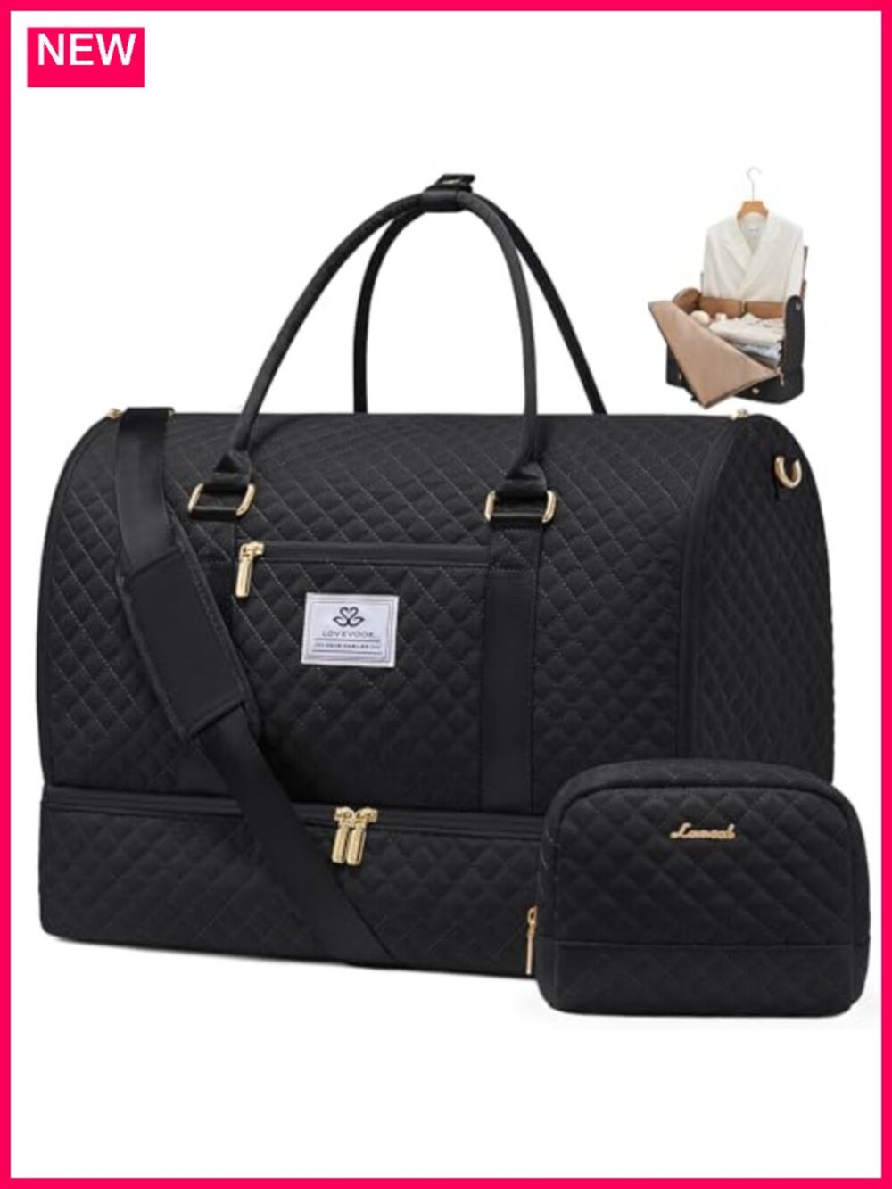 Convertible Garment Bag Travel Duffel with Shoe Compartment 40L Waterproof